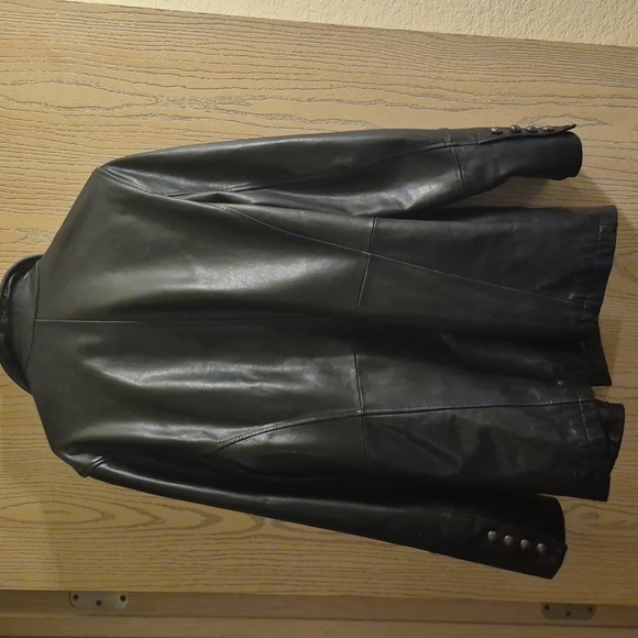 Express Black Leather Pea Coat - Picture 2 of 7